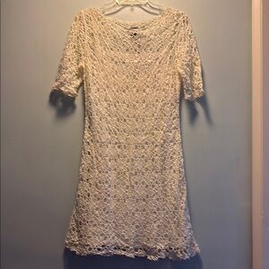 Ralph Lauren Cream Sheath Dress Short Sleeve Crew Neck